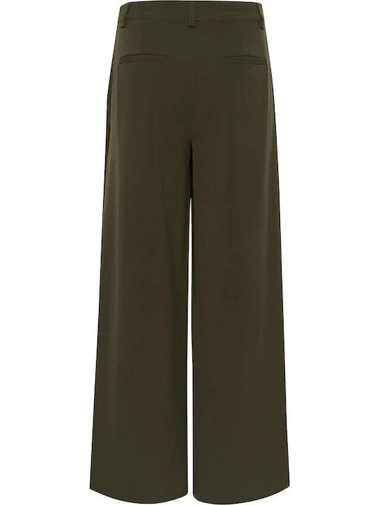 Women's High-waisted Fabric Trousers Loose Fit Rosin