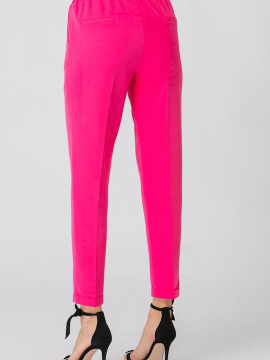 SourLouLou Women's Fabric Trousers with Elastic Fuchsia