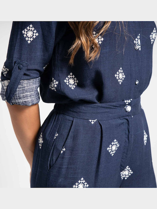 Damen Marineblau Set mit Hose mit Gummizug in Lockerer Passform
