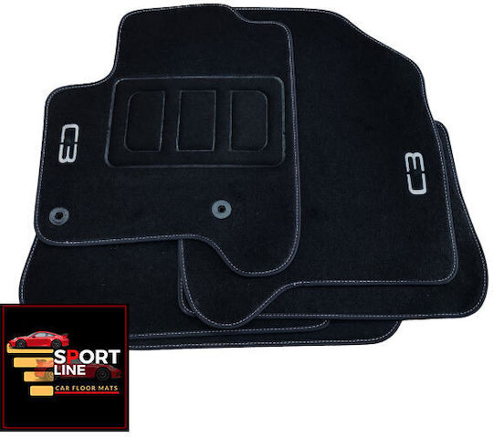 Citroen C3 Picasso 2008 2017 Πατακια Μοκετα Sport Line Μαυρο Me Ασπρη Ραφη Ασπρο Κεντημα C3 Σετ 4τμχ