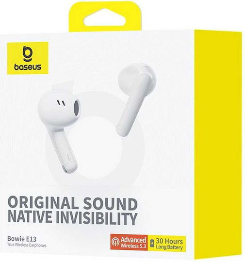 Baseus Bowie E13 In-ear Bluetooth Handsfree Ακουστικά με Θήκη Φόρτισης Λευκά