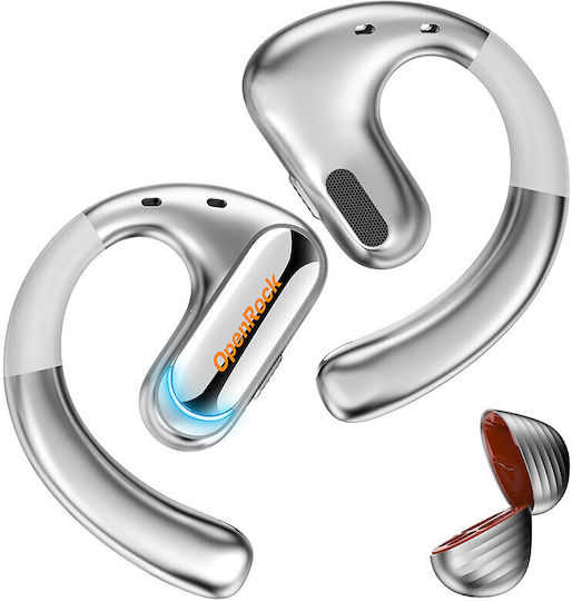 OneOdio OpenRock Pro In ear Bluetooth хендсфри Слушалки с Устойчивост на Пот и Кутийка за Зареждане Сребрист