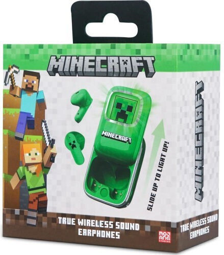 OTL Minecrarft Slide In-ear Bluetooth Handsfree Ακουστικά με Θήκη Φόρτισης Πράσινα