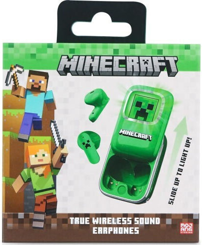 OTL Minecrarft Slide In-ear Bluetooth Handsfree Ακουστικά με Θήκη Φόρτισης Πράσινα