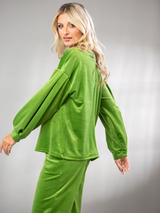 Damen Bluse Samt Blue