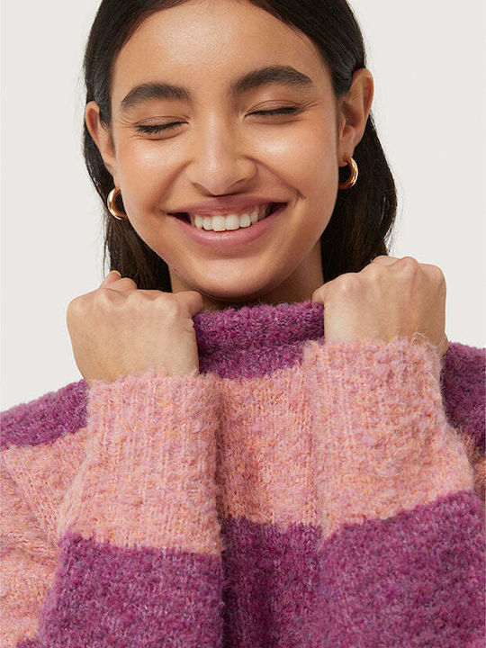 Women's Long Sleeve Sweater Striped Purple