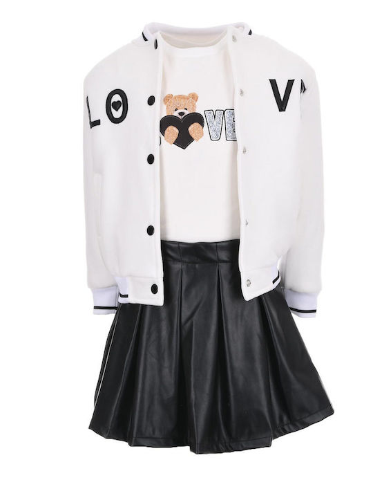 Restart Kids Set with Skirt Winter 3pcs white-black