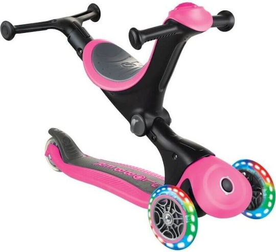 Globber Kinderroller Klappbar Go.Up Deluxe Fantasy Lights 3-Rad mit Sitz für 3+ Jahre Rosa