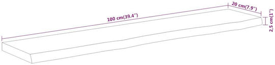 Ράφι Live Edge Καφέ 100x20x2.5εκ.