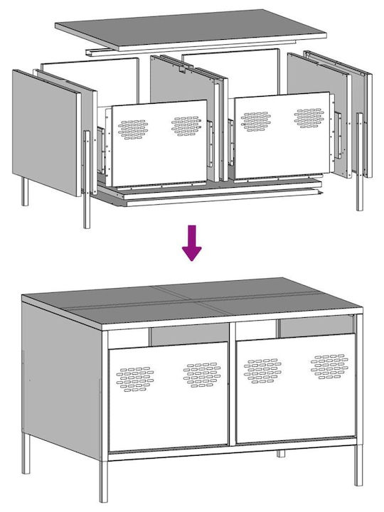TV-Ständer Metall Senfgelb M68xT50xH43.5cm