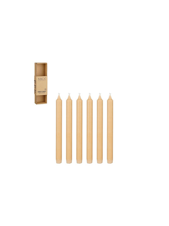 Mica Διακοσμητικό Κερί Κηροπηγίου Μπεζ 24εκ. 560gr 6τμχ