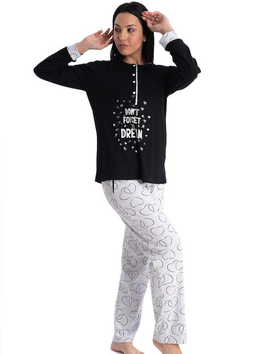 Rachel Winter Damen Pyjama-Set Schwarz
