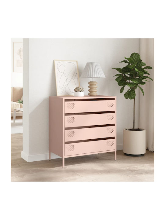 Metallic Chest of Drawers Pink 68x39x73.5cm