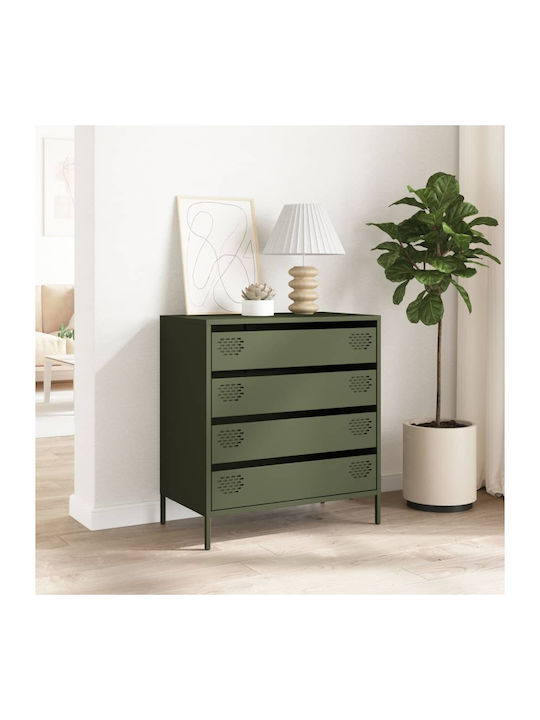 Metallic Chest of Drawers Olive 68x39x73.5cm