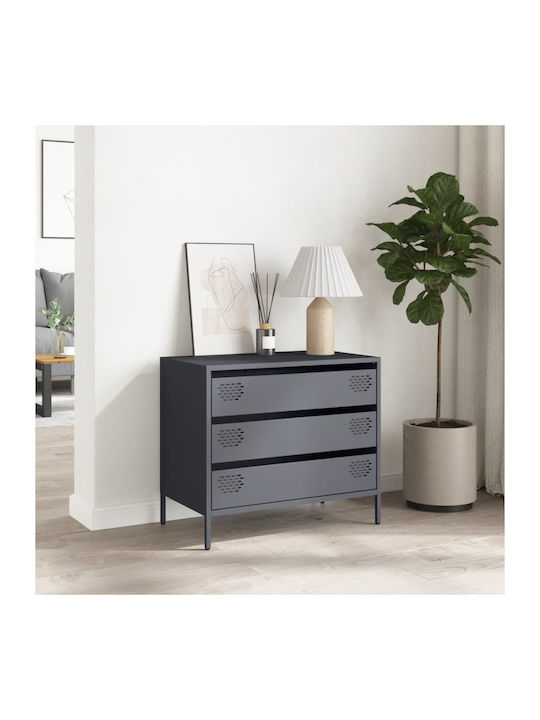 Metallic Chest of Drawers Anthracite 68x39x58.5cm