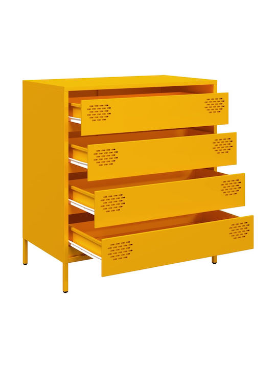 Συρταριέρα Κρεβατοκάμαρας mit 4 Schubladen Mustard 68x39x73.5cm
