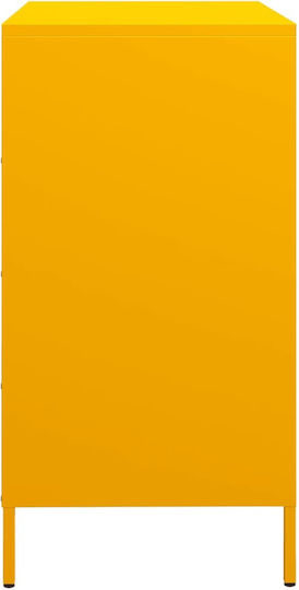 Metallic Chest of Drawers with 4 Drawers Mustard 68x39x73.5cm