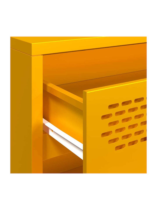 Metallic Chest of Drawers with 3 Drawers Mustard 68x39x58.5cm