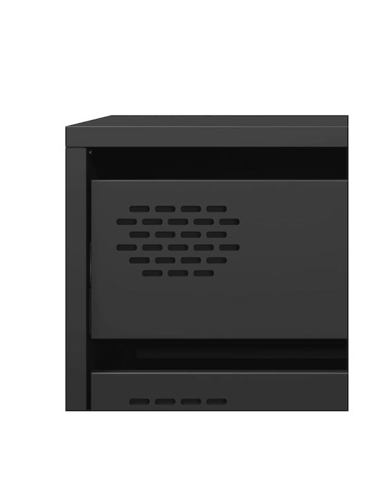 Metallic Chest of Drawers with 4 Drawers Black Velvet-Black Metal 68x39x73.5cm