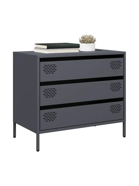 Συρταριέρα Κρεβατοκάμαρας mit 3 Schubladen Anthracite 68x39x58.5cm