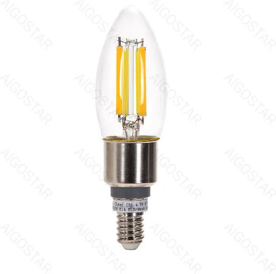 Aigostar Λάμπα LED 4.5W για Ντουί E14 και Σχήμα C35 Ρυθμιζόμενο Λευκό