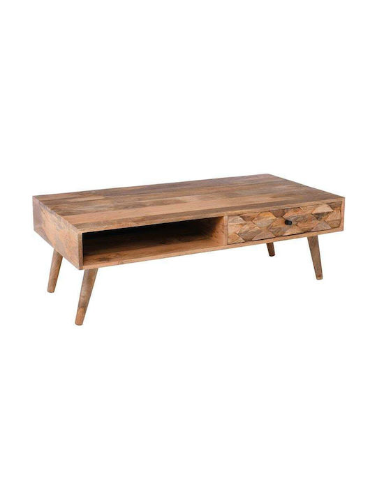 Rectangular Coffee Table Teka-w made of Solid Wood Natural L120xW60xH40cm