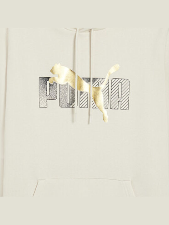 Puma M Ess+ Logo Sweatshirt with Hood Ecru