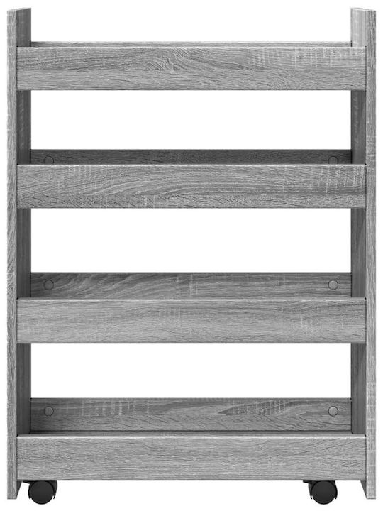 vidaXL Тролей Кухненски Дървен 4 Позиции Сив 60x20x82см