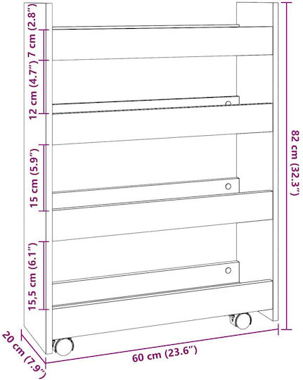 vidaXL Τρόλεϊ Κουζίνας Ξύλινο 3 Θέσεων Καφέ 60x20x82cm