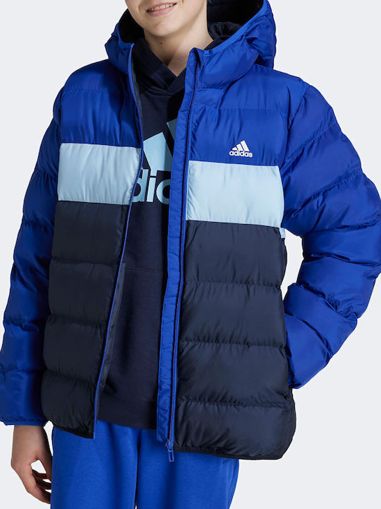 Down Kids Sports Jacket with Hood Blue