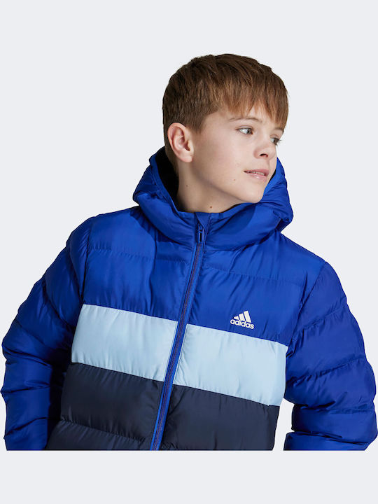 Down Kids Sports Jacket with Hood Blue