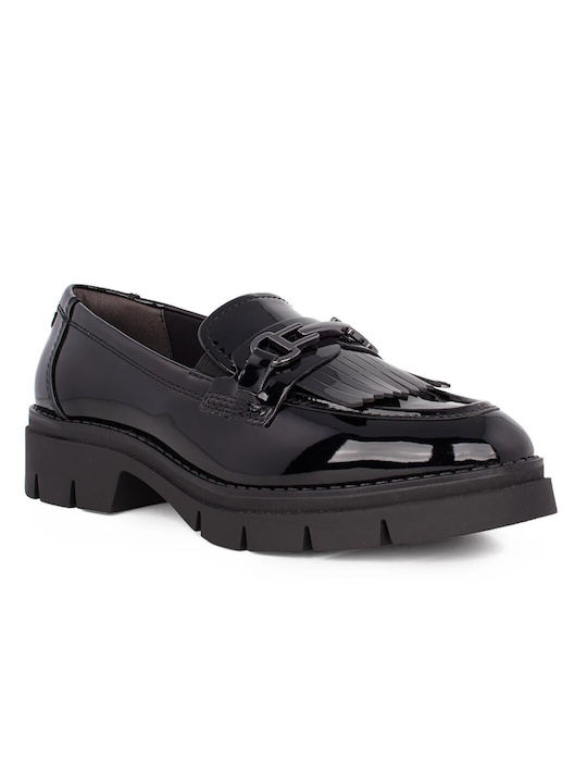 Tamaris Patent Leather Women's Loafers in Black Color