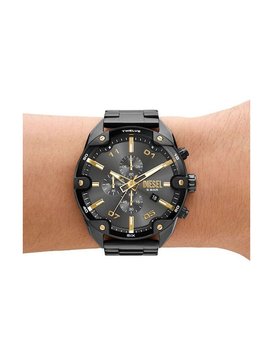 Diesel Watch Chronograph Battery with Black Metal Bracelet