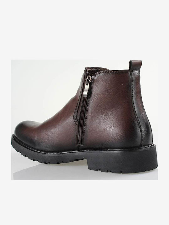 Brown Men's Boots with Zipper