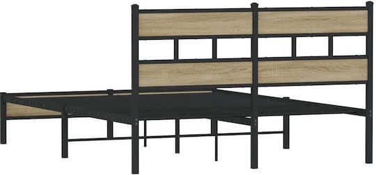 Doppelbett Aus Holz Braune mit Lattenrost Für Matratze 137x190cm