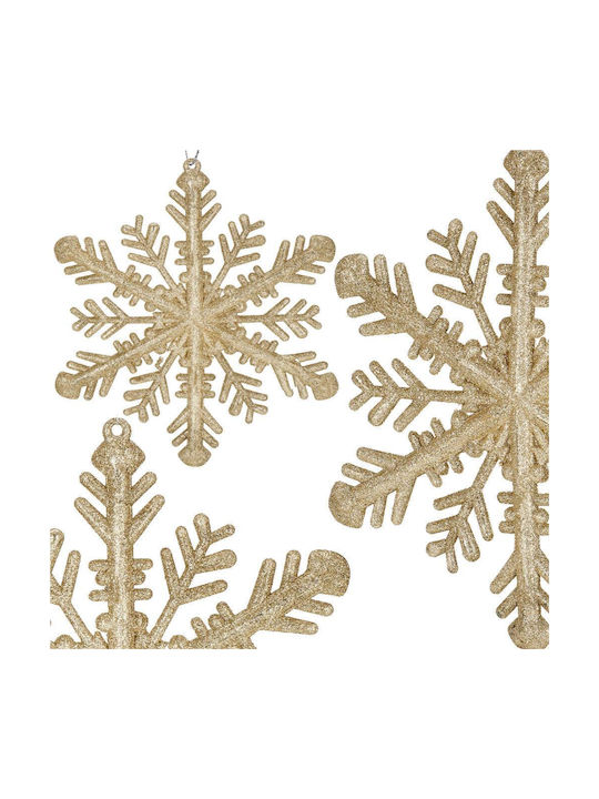 Ornament Fulgi De Zăpadă Din Plastic Auriu