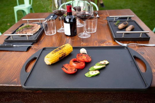 Lunaway Backblech Beidseitig mit Gusseisen Grill Oberfläche 35x25x1.6cm