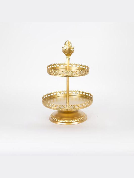 Metallic Dessert Tower Stand with 2 Tiers Gold Ø25.5cmxY40.5cm