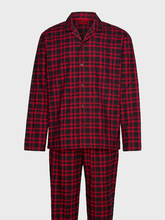 Hugo Boss Men's Winter Checked Pajamas Set Red