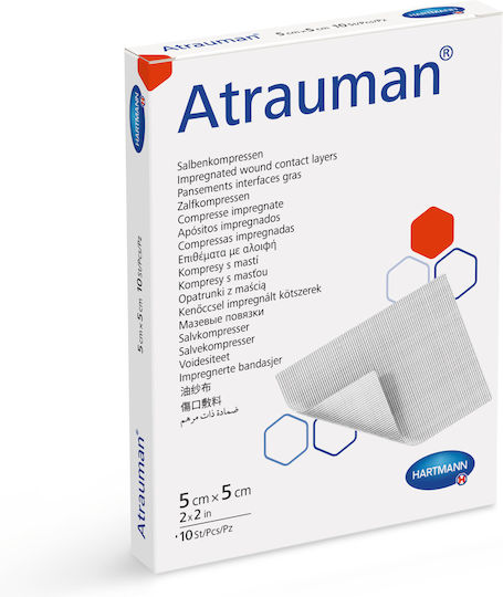 Atrauman Wound Dressing Ointment Hydrophobic Gauze Sparse Weave 5x5cm 10 pieces 4995104