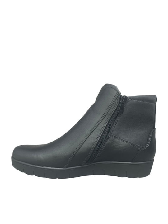 Leather Women's Ankle Boots Platform Black