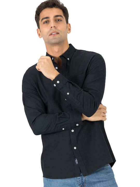 Long-sleeved Cotton Shirt Navy Blue