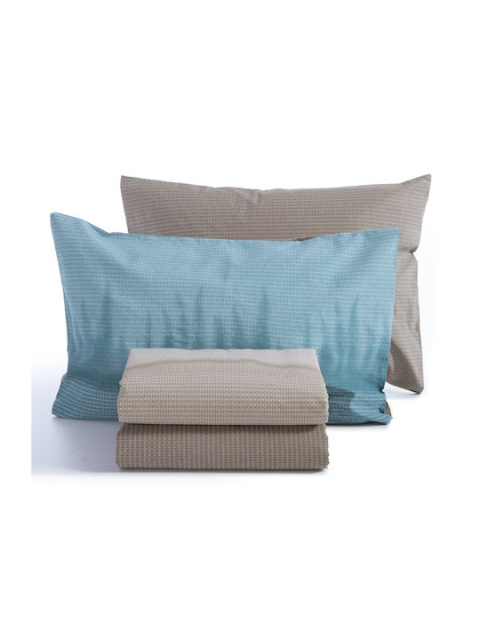 Nef-Nef Homeware Duvet Cover Set Cotton Queen with 2 Pillowcases 240x230 Honor Petrol