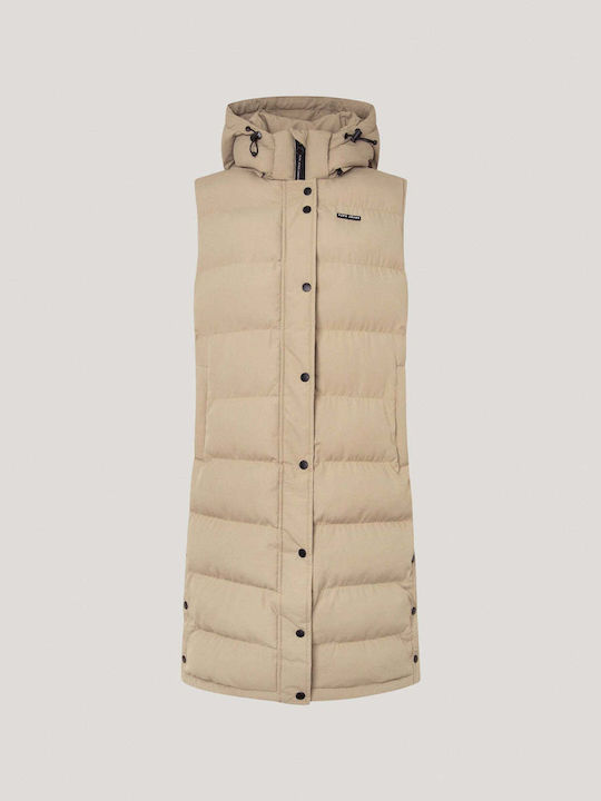 Pepe Jeans Sleeveless Jacket Puffer Beige