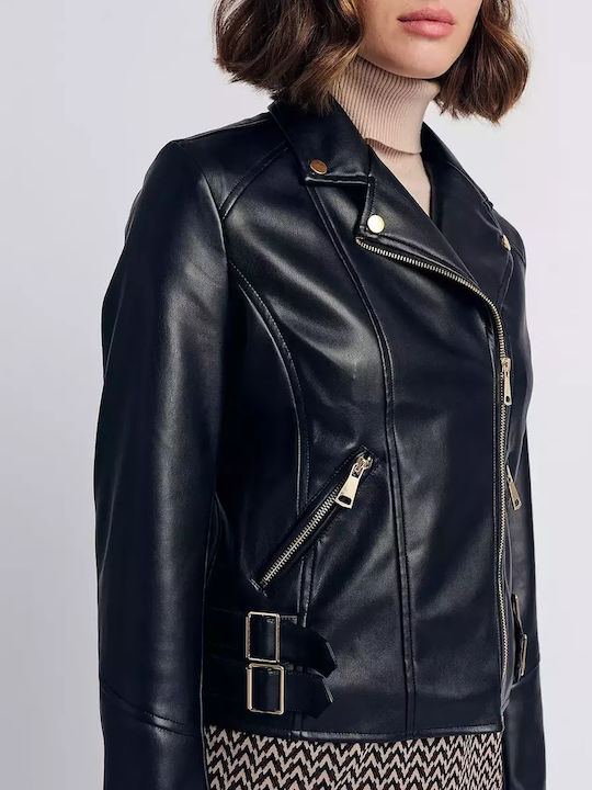 Forel Jacket Biker made of Leatherette Black