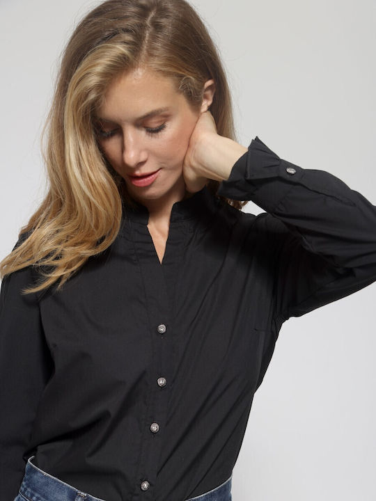 Langärmelig Damen Hemd Black