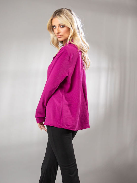 Langärmelig Damen Hemd Purple