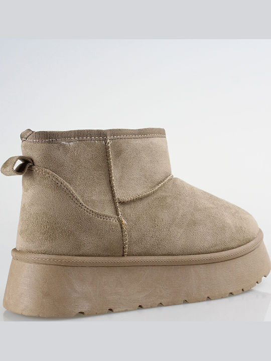 Stiefeletten Damen mit Pelz Beige