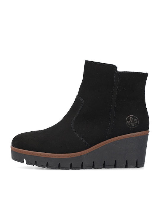 Leder Stiefeletten Damen Schwarz