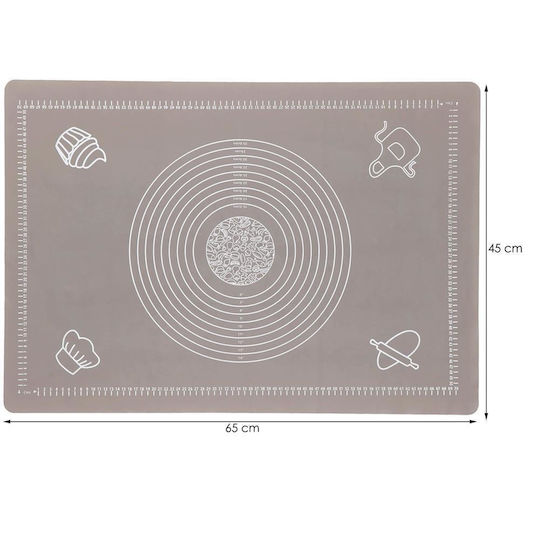 Covoraș pentru frământat aluat din silicon alimentar, rezistent la căldură, 65x45cm, gri